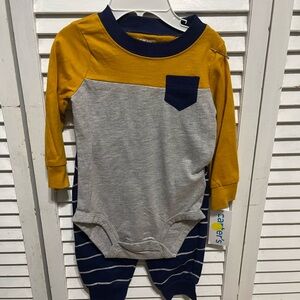 Carter's Mustard and Navy Long Sleeve Bodysuit- NWT